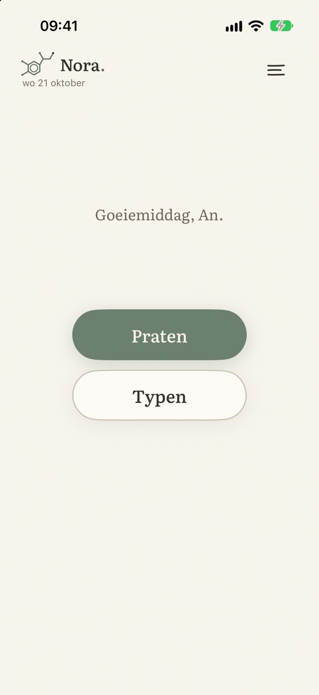 Na Vertel kies je in Nora: Praten of Typen.